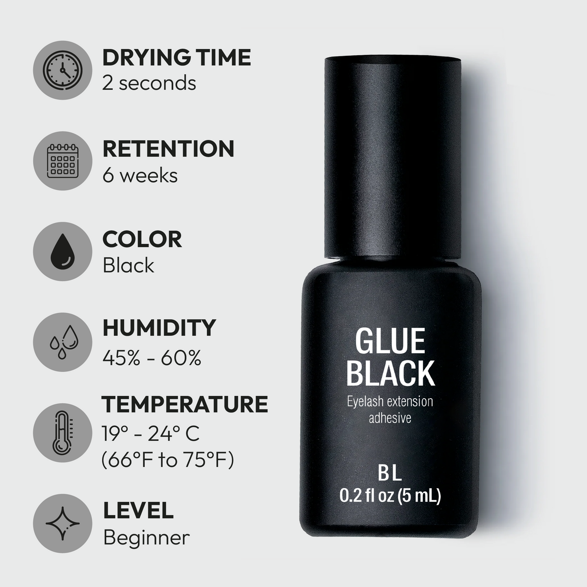 Glue Black – 2 sec. | Up to 6 Weeks | Black