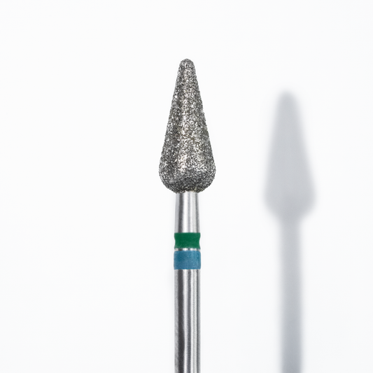 Staleks Pro - Diamond Nail Drill Bit DUO Pointed Pear Blue-Green 5 mm