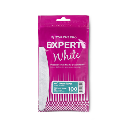 Expert 40 Disposable White Crescent Nail Files (30 pcs) - Staleks